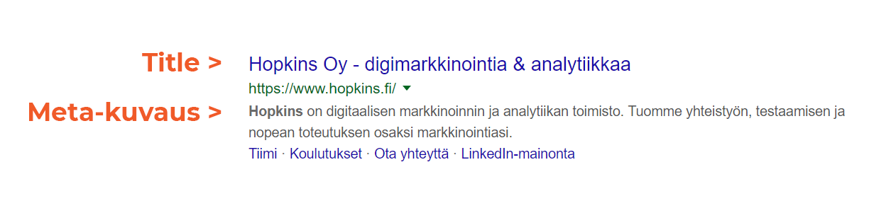 Kuvankaappaus: Google-hakutuloksen rakenne