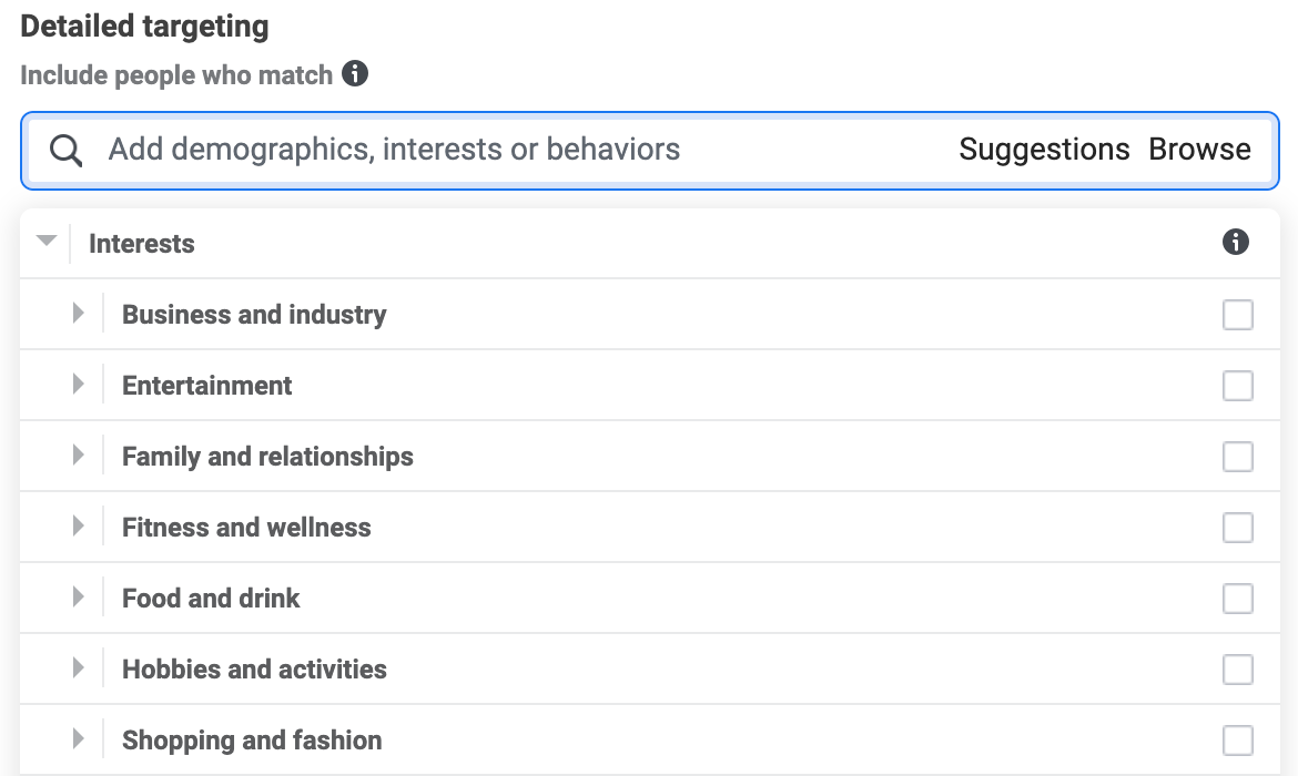 Facebook Ads Interests